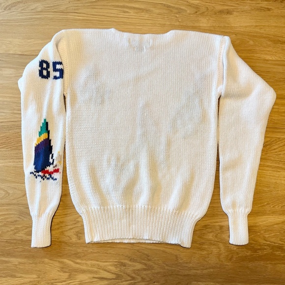 80s Vintage POLO RALPH LAUREN Sweater Sailboat Windsurfer Nautical Womens Sm 16 - Picture 5 of 12